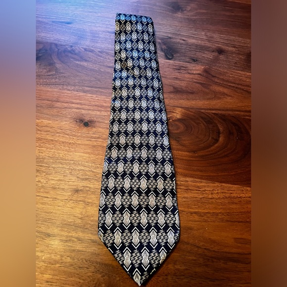 daniel de fasson Other - Daniel De Fasson Tie - Extra Long Blue Geometric Silk Necktie - Men's Classic